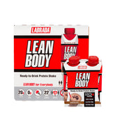 Labrada Lean Body Ready-to-Drink Protein Shake packaging with two servings, chocolate flavor, zero sugar, 20g protein.